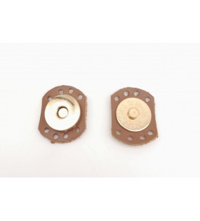 Çanta Aksesuar Sütlü Kahve Renk Gerçek Derili Oval Kenar Mıknatıslı Çıtçıt Light Gold Metalli