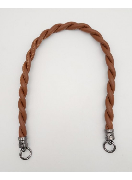 Çanta Aksesuar Taba 10 mm Suni Deri İpli Çanta Sapı Füme Metalli