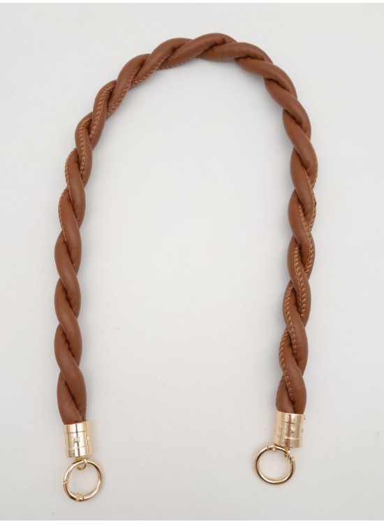 Çanta Aksesuar Taba 10 mm Suni Deri İpli Çanta Sapı Light Gold Metalli