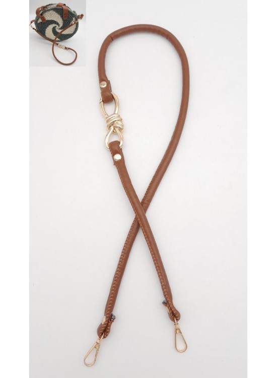 Çanta Aksesuar Taba 10 mm Suni Deri İpli Düğüm Model 85 cm Çanta Sapı Light Gold Metalli