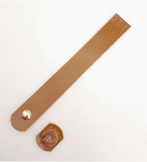 Çanta Aksesuar Taba 18x2.3 cm Luna Gerçek Deri Düz Çanta Kapağı Light Gold Metalli