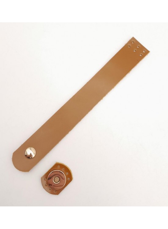 Çanta Aksesuar Taba 18x2.3 cm Luna Gerçek Deri Düz Çanta Kapağı Light Gold Metalli