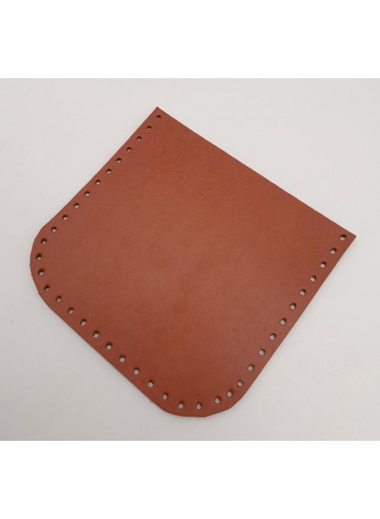 Çanta Aksesuar Taba Gerçek Deri 12x12 cm Oval Kenar Cep