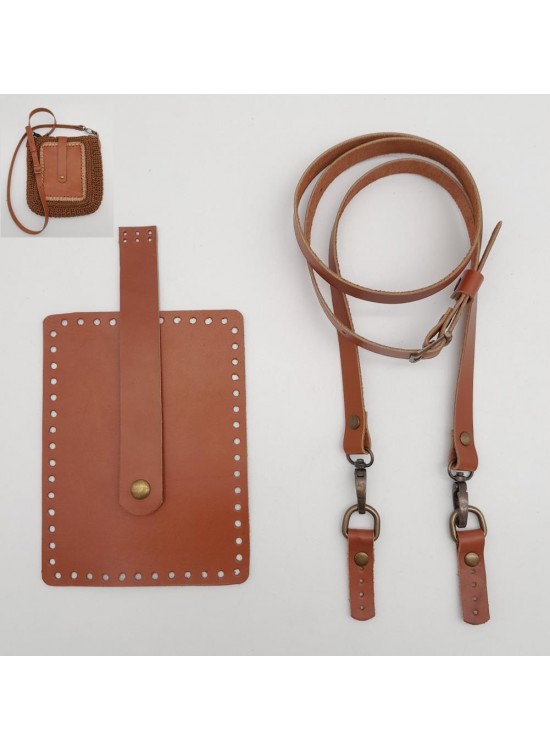 Çanta Aksesuar Taba Gerçek Deri 130x1.5 cm Ayarlı Saplı Mini Bag Çanta Seti Antik Metalli