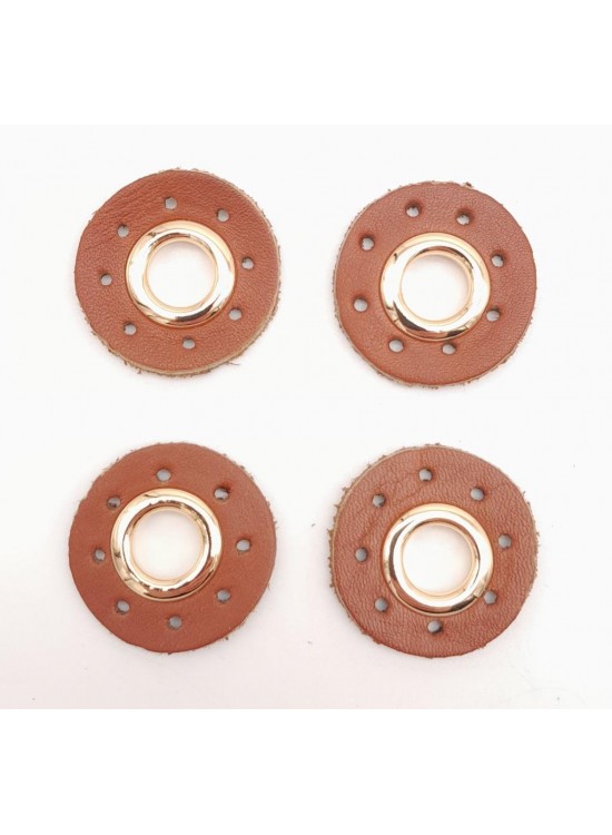 Çanta Aksesuar Taba Gerçek Derili 4 lü Kuşgözü Light Gold