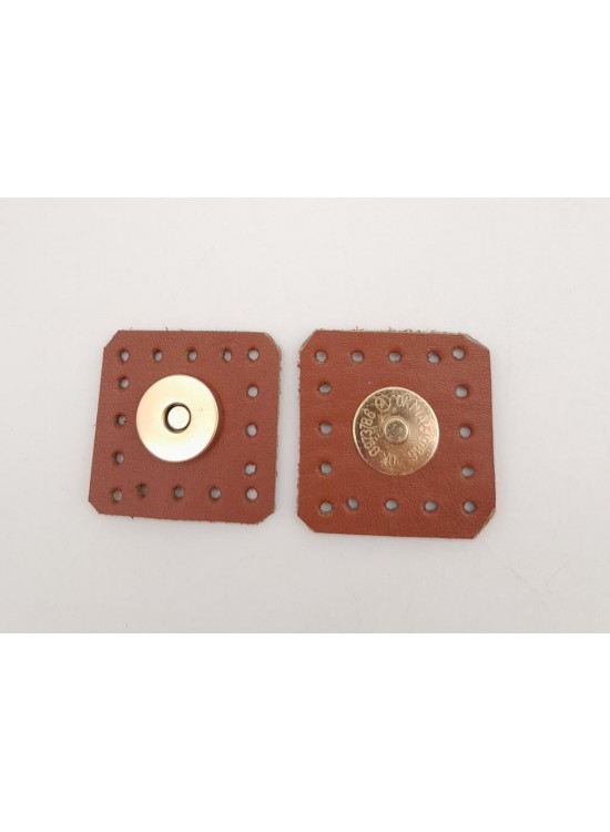 Çanta Aksesuar Taba Gerçek Derili Kare Mıknatıslı Çıtçıt Light Gold Metalli