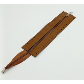 Çanta Aksesuar Taba Renk 28 Cm Derili Fermuar Gümüş Metalli