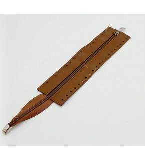 Çanta Aksesuar Taba Renk 28 Cm Derili Fermuar Gümüş Metalli