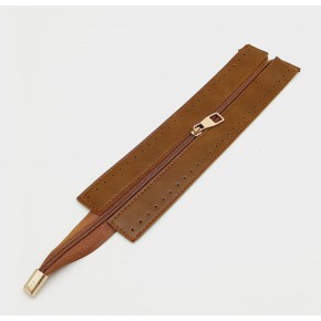 Çanta Aksesuar Taba Renk 28 Cm Derili Fermuar Light Gold Metalli