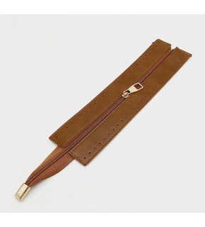 Çanta Aksesuar Taba Renk 28 Cm Derili Fermuar Light Gold Metalli