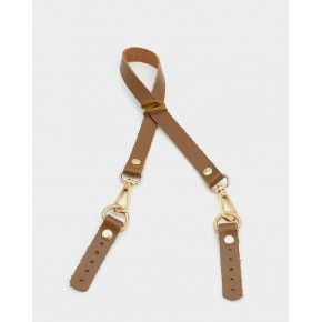 Çanta Aksesuar Taba Renk 60x1.5 cm Gerçek Deri Çanta Sapı (Light Gold Metal)