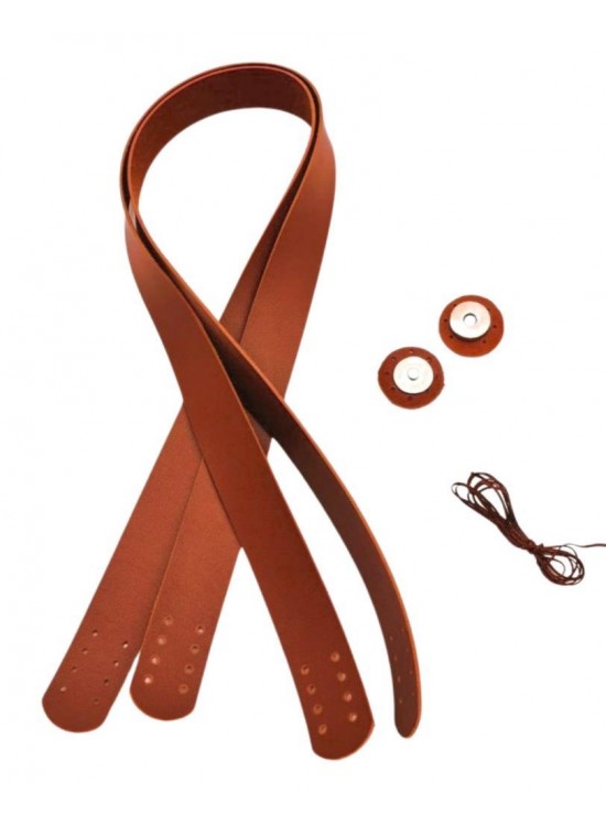 Çanta Aksesuar Taba Renk 70x2.4 cm Çift Çanta Sapı, Gümüş Aparatlı Mıknatıs, 2 Metre Dikme İpi