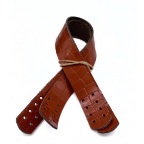 Çanta Aksesuar Taba Renk Croco Desen  30x2  cm Gerçek Deri Çanta Sapı