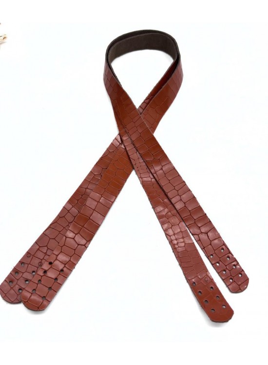 Çanta Aksesuar Taba Renk Croco Desen Deri 70x2 cm  Çift  Çanta Sapı
