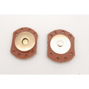 Çanta Aksesuar Taba Renk Gerçek Derili Oval Kenar Mıknatıslı Çıtçıt Light Gold Metalli