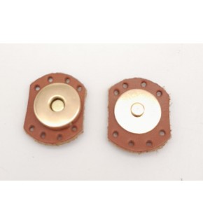 Çanta Aksesuar Taba Renk Gerçek Derili Oval Kenar Mıknatıslı Çıtçıt Light Gold Metalli