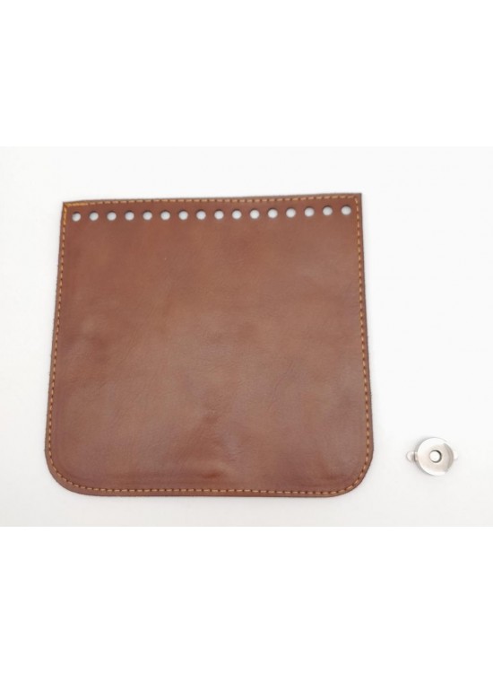 Çanta Aksesuar Taba Renk Suni Deri 16.5X16 Cm Çanta Kapağı Gümüş Metalli