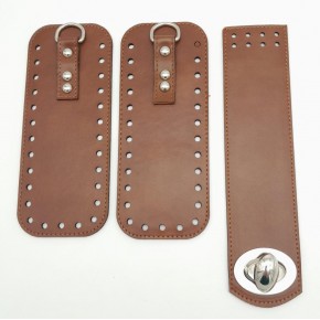 Çanta Aksesuar Taba Renk Yan Parça Ve Kapak Seti Gümüş Metalli