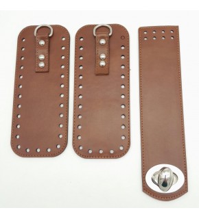 Çanta Aksesuar Taba Renk Yan Parça Ve Kapak Seti Gümüş Metalli