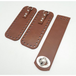 Çanta Aksesuar Taba Renk Yan Parça Ve Kapak Seti Gümüş Metalli