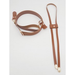 Çanta Aksesuar Taba Suni Deri 120X2.4 Cm Ayarlı Çanta Saplı Büzgülü Set Light Gold Metal