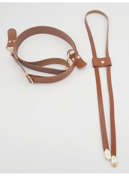 Çanta Aksesuar Taba Suni Deri 120X2.4 Cm Ayarlı Çanta Saplı Büzgülü Set Light Gold Metal