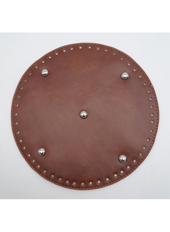 Çanta Aksesuar Taba Suni Deri 22 cm Yuvarlak Çanta Tabanı Gümüş Metalli