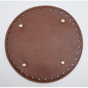 Çanta Aksesuar Taba Suni Deri 22 cm Yuvarlak Çanta Tabanı Light Gold Metalli