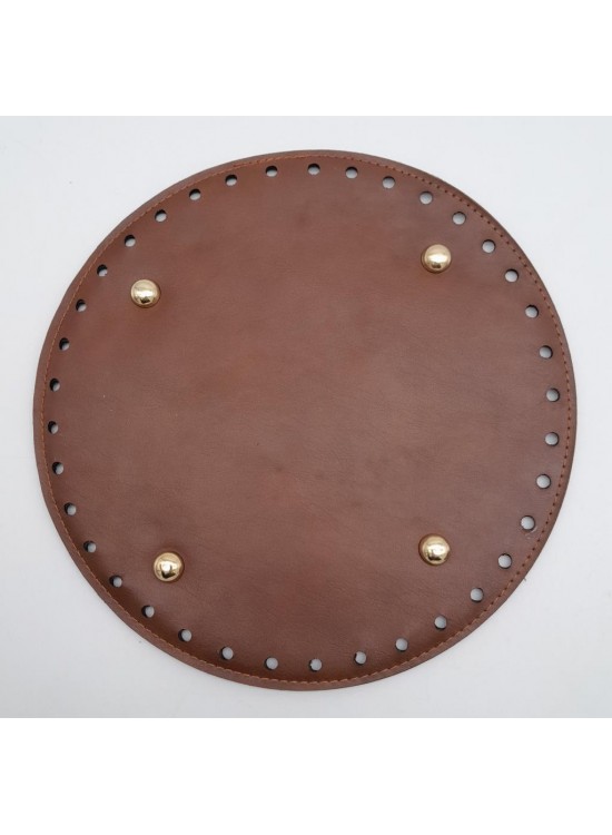 Çanta Aksesuar Taba Suni Deri 22 cm Yuvarlak Çanta Tabanı Light Gold Metalli