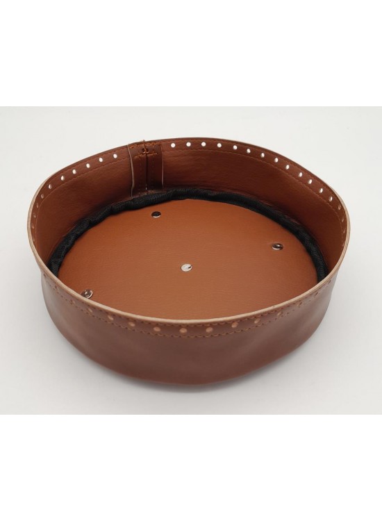 Çanta Aksesuar Taba Suni Deri 22 cm Yuvarlak Yüksek Çanta Tabanı Gümüş Metalli