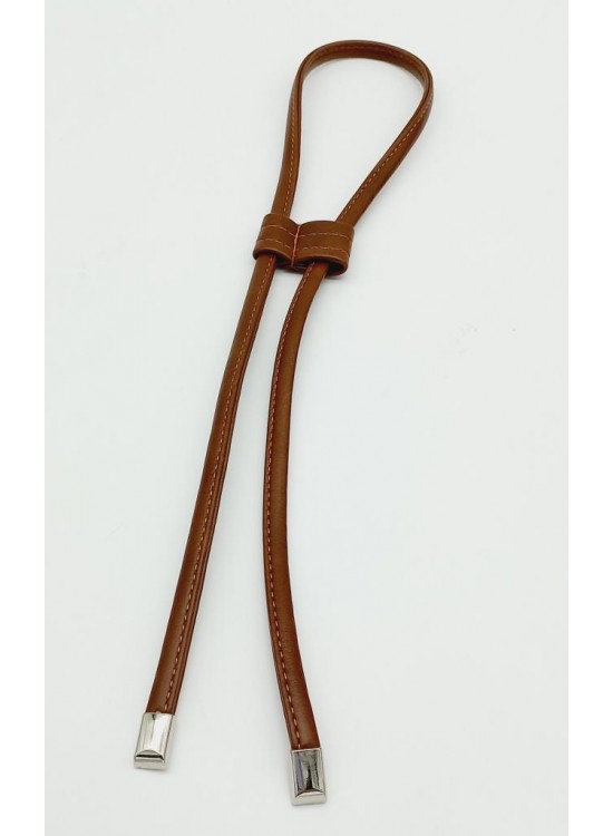 Çanta Aksesuar Taba Suni Deri Dikişli Büzgü Gümüş Metalli