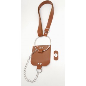 Çanta Aksesuar Taba Suni Deri Halkalı Model Kapaklı Set Gümüş Metalli