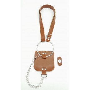 Çanta Aksesuar Taba Suni Deri Halkalı Model Kapaklı Set Gümüş Metalli