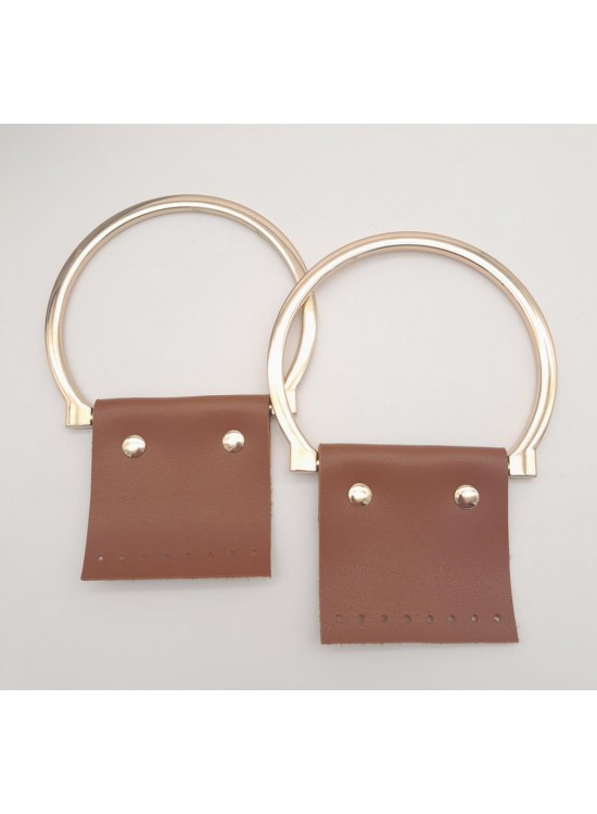 Çanta Aksesuar Taba Suni Derili 11x9 cm Metal Sap Light Gold Metal