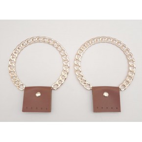 Çanta Aksesuar Taba Suni Derili Zincir Görünümlü Kısmen Yuvarlak Metal Sap Light Gold Metal