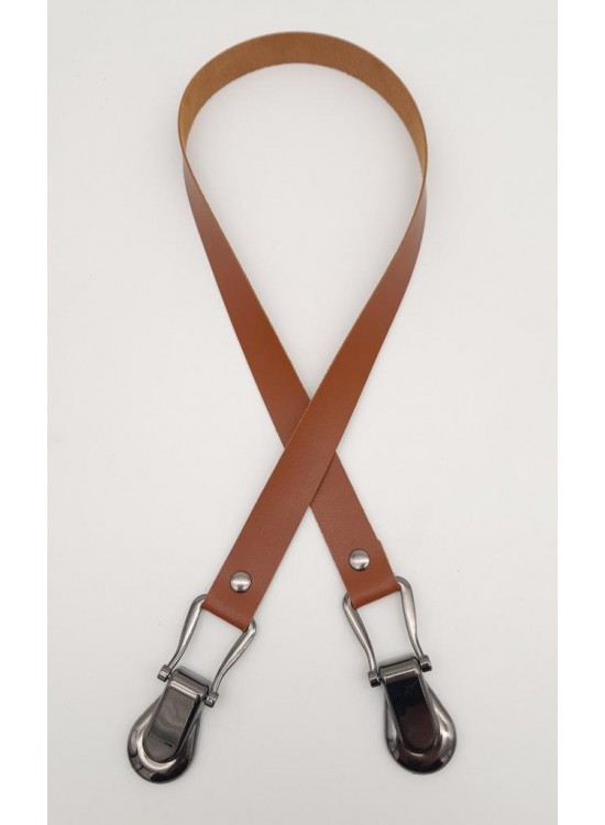 Çanta Aksesuar Taba Tek Kat Suni Deri Çanta Sapı Füme Metalli