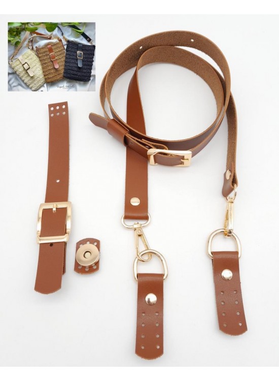 Çanta Aksesuar Taba Tek Kat Suni Deri Çanta Seti Light Gold Metalli