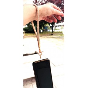 Çanta Aksesuar Taşlı Bej Renk Telefon Bilek Askısı, Telefon Zinciri, Telefon Askısı, Tüm Telefon Kılıfları İçin Uygundur