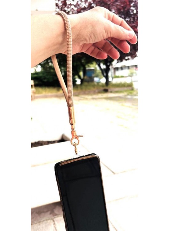 Çanta Aksesuar Taşlı Bej Renk Telefon Bilek Askısı, Telefon Zinciri, Telefon Askısı, Tüm Telefon Kılıfları İçin Uygundur