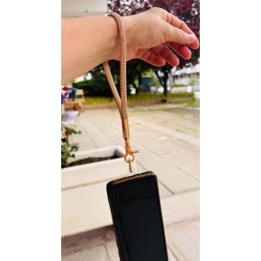 Çanta Aksesuar Taşlı Bej Renk Telefon Bilek Askısı, Telefon Zinciri, Telefon Askısı, Tüm Telefon Kılıfları İçin Uygundur