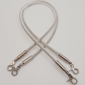 Çanta Aksesuar Taşlı Kancalı Kovanlı Çift Çanta Sapı Gümüş Renk