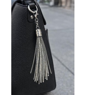 Çanta Aksesuar Taşlı Püskül Gümüş Renk