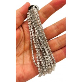 Çanta Aksesuar Taşlı Püskül Gümüş Renk