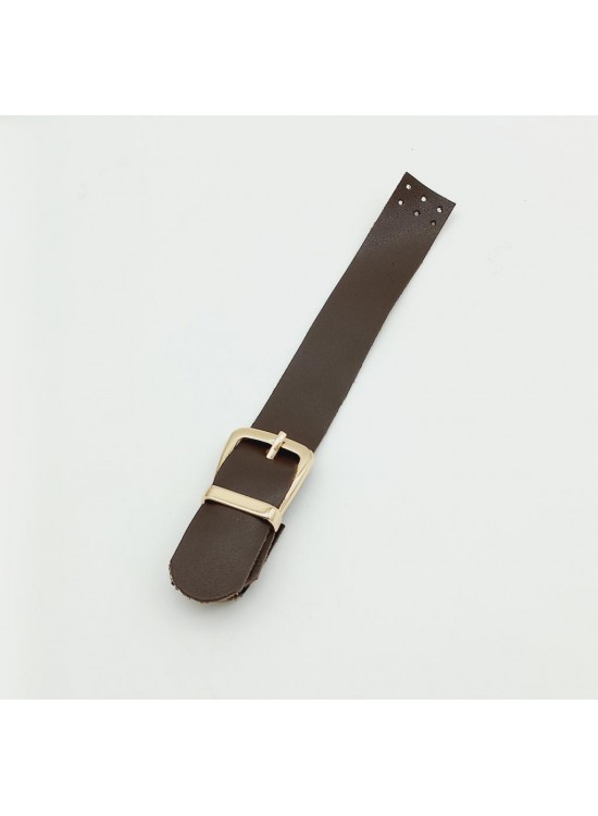 Çanta Aksesuar Tek Kat 18 Cm Suni Deri Kahverengi Kapak Light Gold Metal