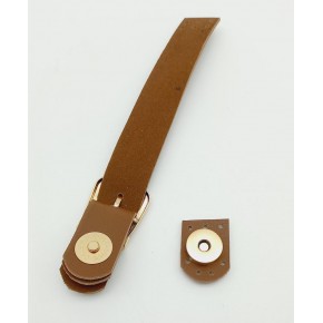 Çanta Aksesuar Tek Kat 18 Cm Suni Deri Kahverengi Kapak Light Gold Metal