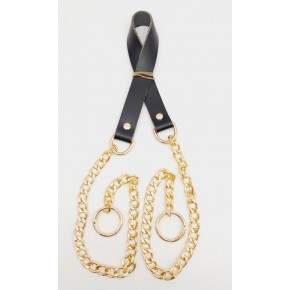 Çanta Aksesuar Tek Kat Gerçek Deri 2 cm Siyah Light Gold Zincirli Çanta Sapı