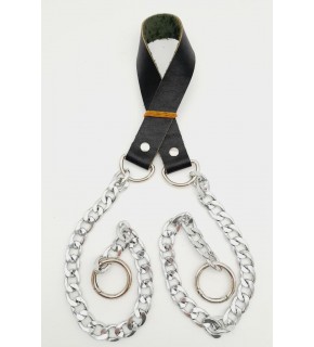 Çanta Aksesuar Tek Kat Gerçek Deri Siyah Gümüş Zincirli Çanta Sapı