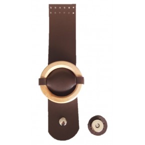 Çanta Aksesuar Tek Kat Suni Deri Ahşap Tokalı Kahverengi Kapak