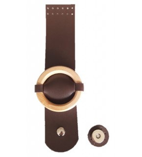 Çanta Aksesuar Tek Kat Suni Deri Ahşap Tokalı Kahverengi Kapak