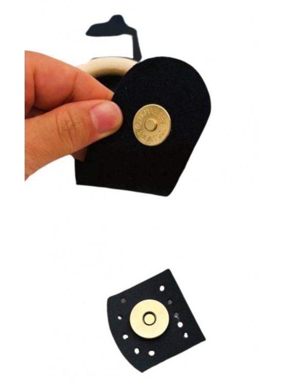 Çanta Aksesuar Tek Kat Suni Deri Ahşap Tokalı Siyah Kapak